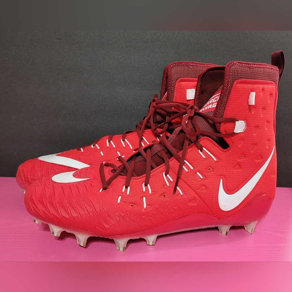 Nike Force Savage TD Football Cleats Men's Size US 18 Red And White